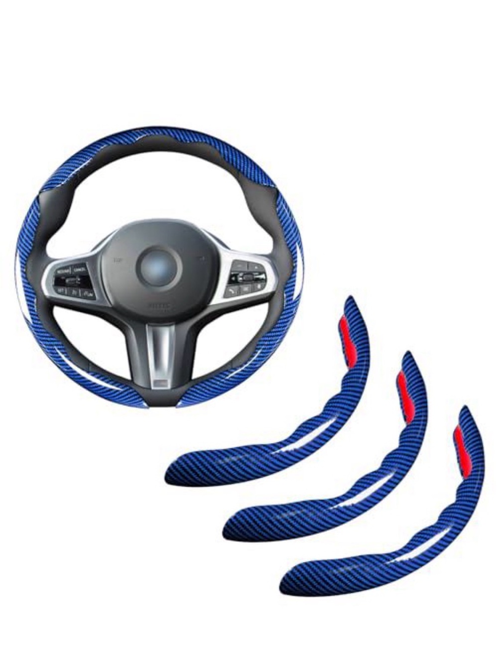 Amazon Blue Carbon Fiber Pattern Steering Wheel Cover Set